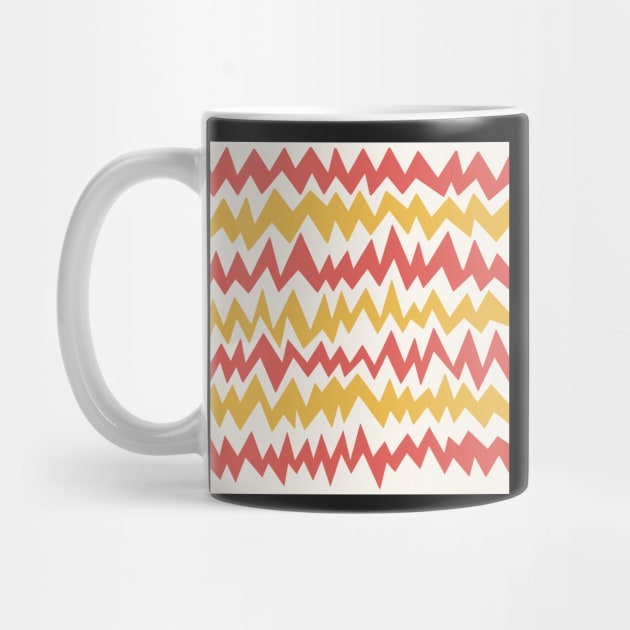 Modern minimalist zigzag extract in mustard, cream and deep coral by FrancesPoff